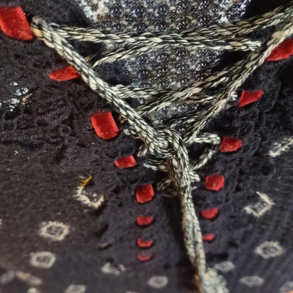 Vintage America Black and Red Lace-Up Blouse - Picture 4 of 5